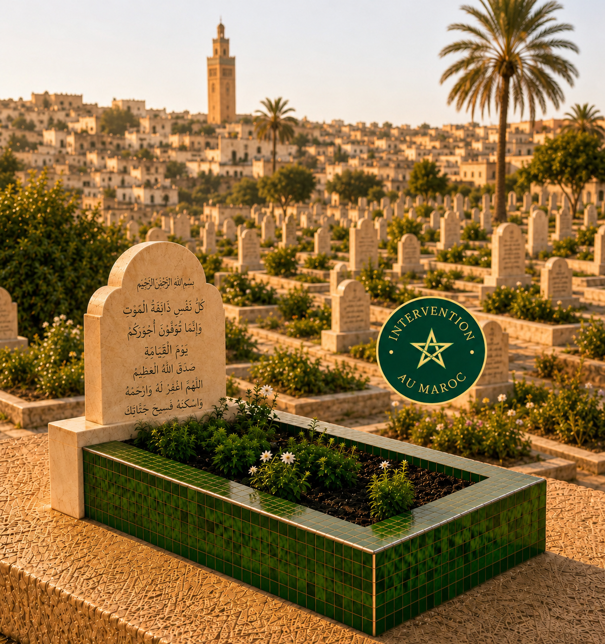 Tombe entretenue dans un cimetière marocain
